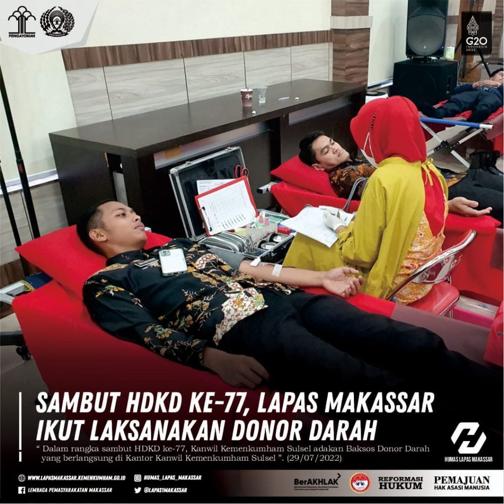 Sambut HDKD Ke 77, Lapas Makassar Kumham Sulsel Ikut Laksanakan Donor Darah