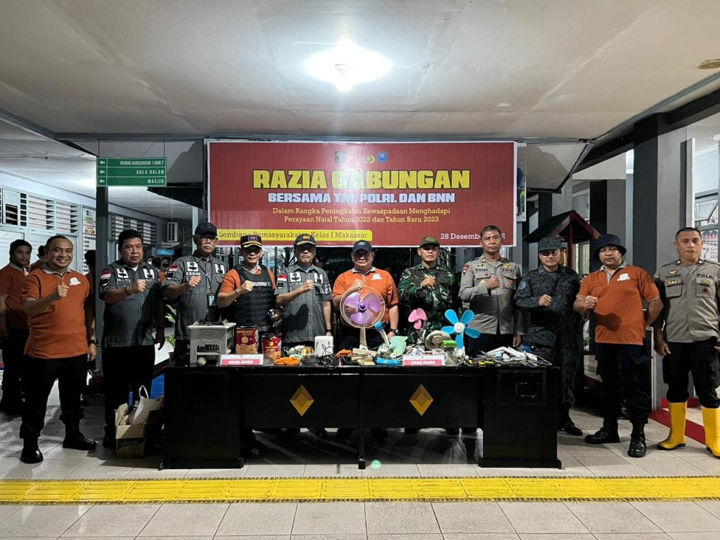 Inspeksi Mendadak, Lapas Makassar Gandeng BNNP dan TNI-POLRI Wujudkan Zero Halinar