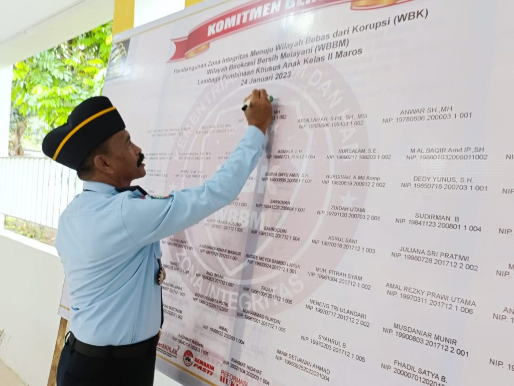 Penandatanganan Komitmen Bersama dan Deklarasi Janji Kinerja LPKA Maros dan Pencanangan Zona Integritas