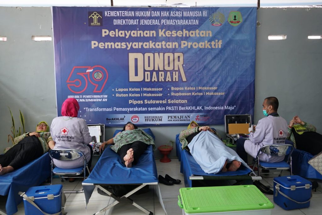 Aksi Kemanusiaan, Rutan Makassar Gelar Donor Darah Peringati HBP Ke-59