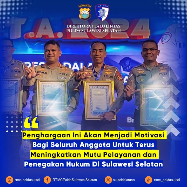 Polda Sulsel Diganjar Penghargaan Atas Tingkat Penyelesaian Pelanggaran Melalui ETLE