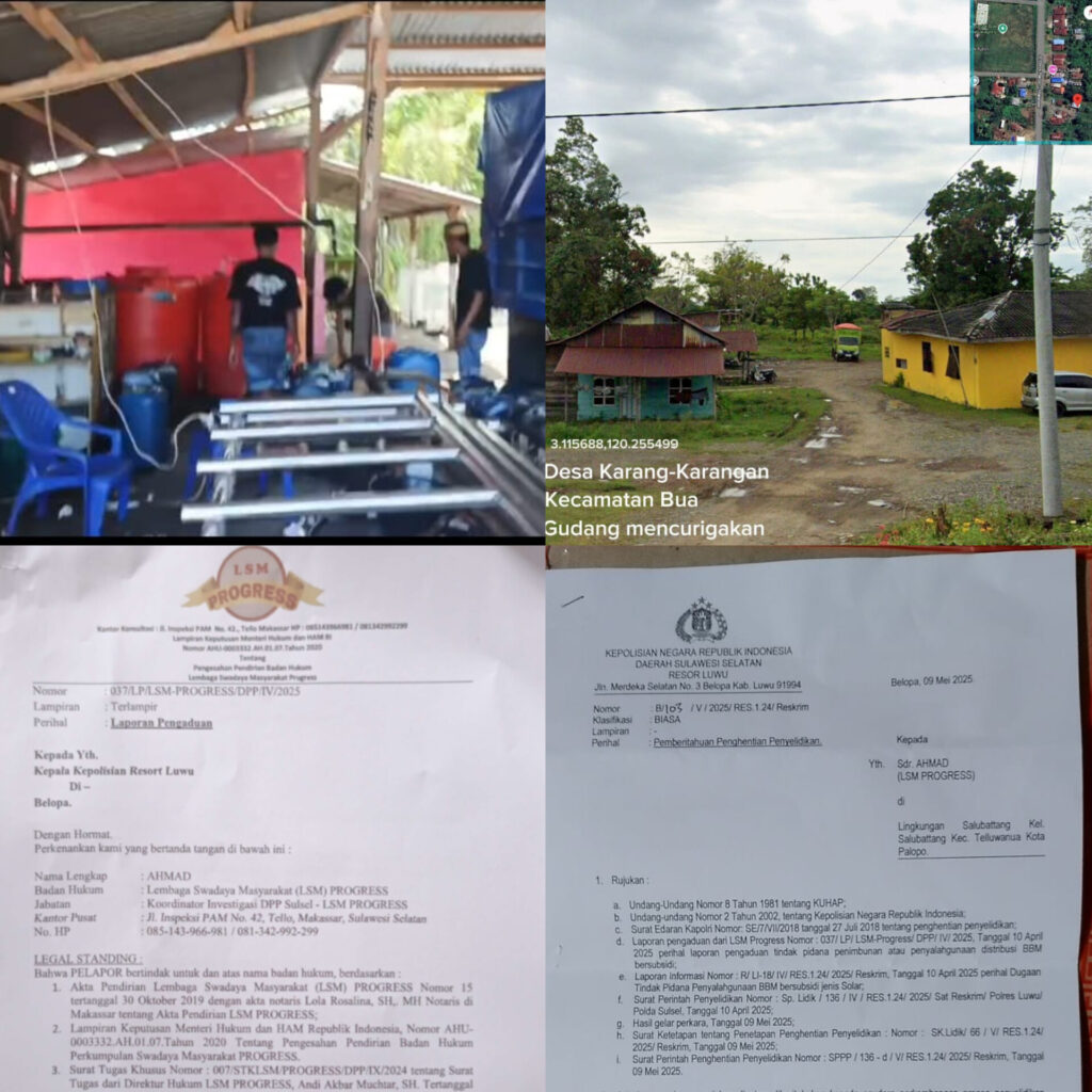 Penyelidikan Dugaan Gudang BBM Solar Subsidi di Desa Karang-Karangan Luwu Dihentikan, Bukti Visual Jadi Pergunjingan Publik!