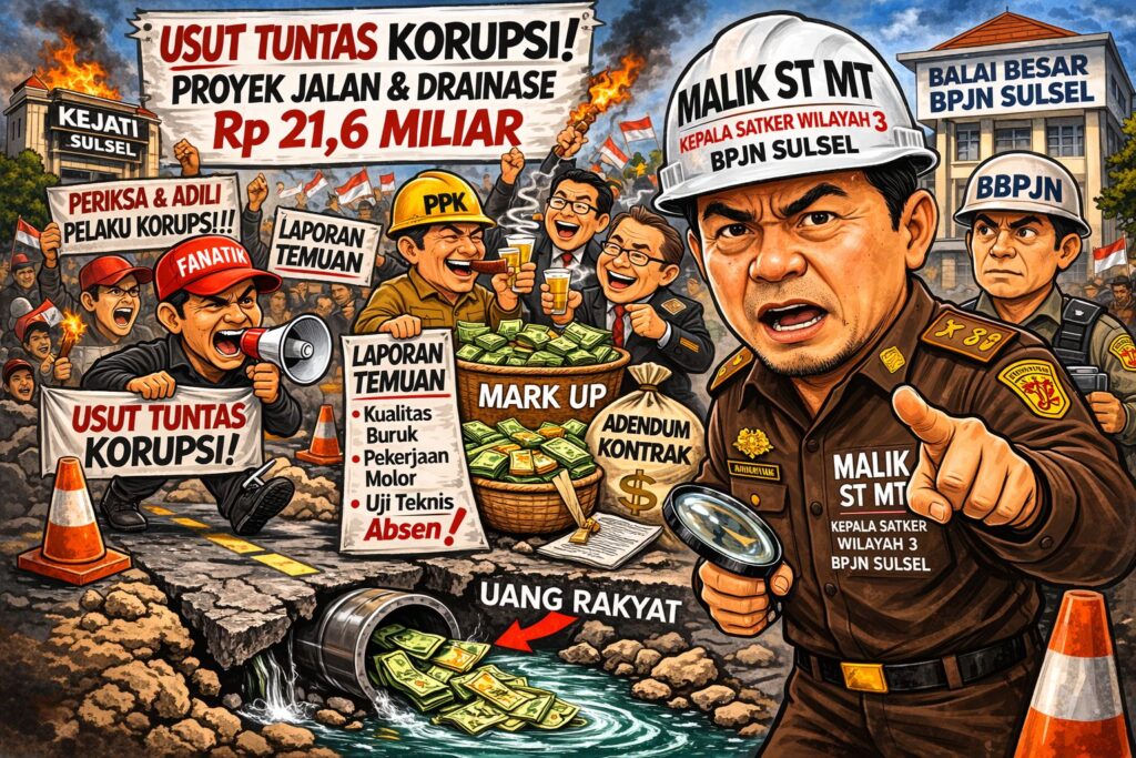 FANATIK Siap Kepung Kejati Sulsel, Desak Usut Dugaan Korupsi Proyek Jalan-Drainase Rp21,6 Miliar