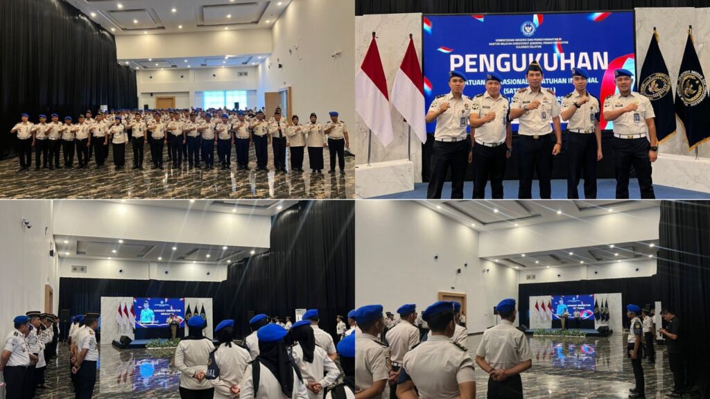 Empat Petugas Lapas Maros Ikuti Pengukuhan Satops Patnal Kanwil Ditjenpas Sulsel di Aula Pancasila