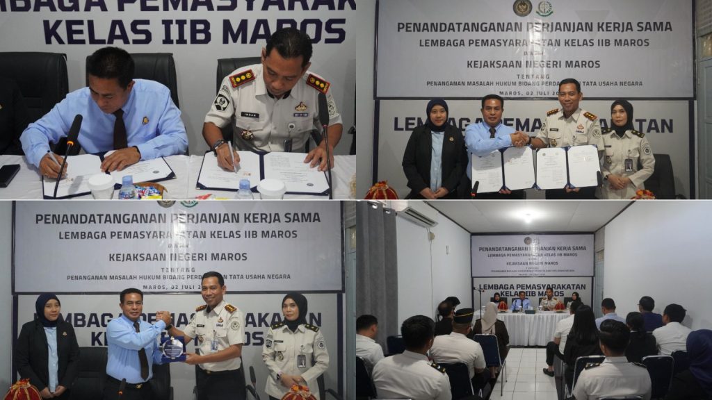 Lapas Maros Perkuat Sinergi dengan Kejaksaan Negeri Maros melalui Penandatanganan Perjanjian Kerja Sama Bidang Perdata dan Tata Usaha Negara