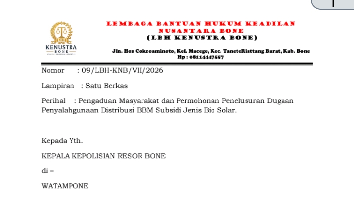 Bone Tak Boleh Jadi Surga Pelaku Kejahatan BBM Subsidi, LBH KENUSTRA: Bongkar Dugaan Mafia Solar