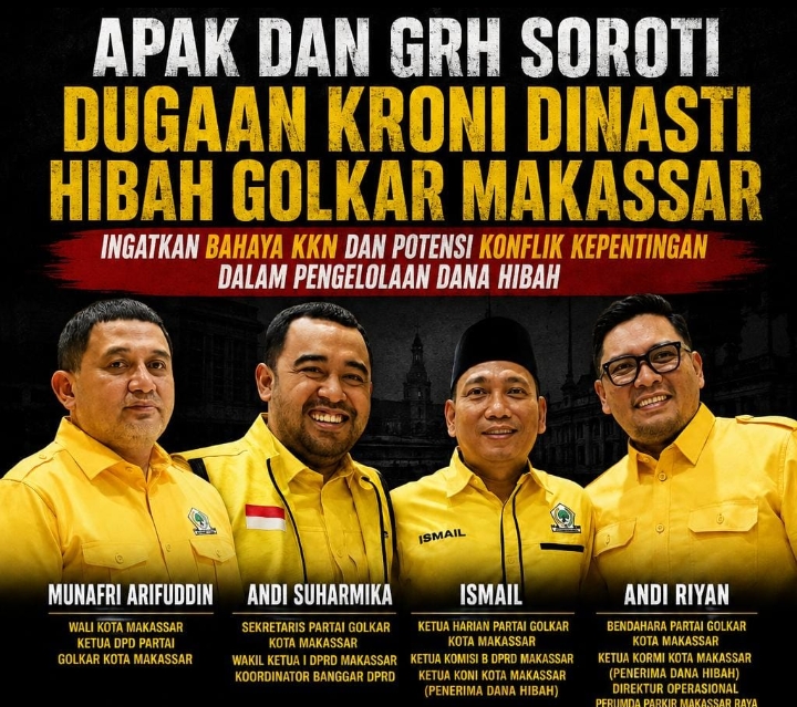 APAK dan GRH Soroti Dugaan Kroni Dinasti Hibah Golkar Makassar